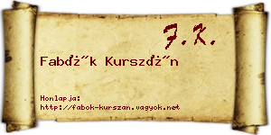 Fabók Kurszán névjegykártya